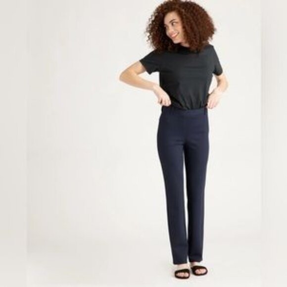 Quince Pants Ultra Stretch Ponte Straight Leg Pull-On Stretch Black MP NEW - Picture 1 of 11